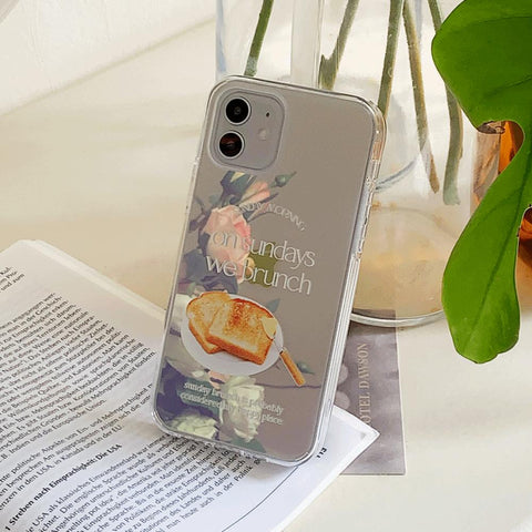 [Mademoment] Sunday Morning Lettering Design Glossy Mirror Phone Case