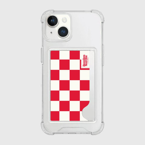 [THENINEMALL] Basic Checkerboard Label Clear Phone Case (1 type)