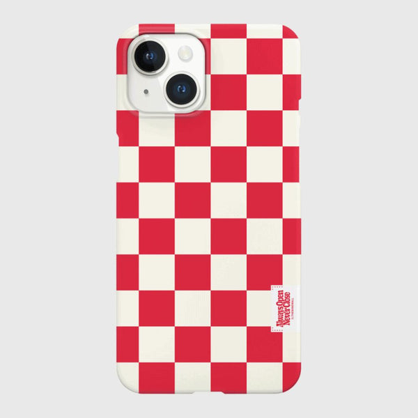 [THENINEMALL] Basic Checkerboard Label Hard Phone Case (2 types)