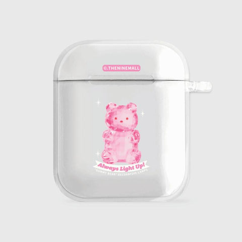 [THENINEMALL] Pink Light Gummy AirPods Clear Case