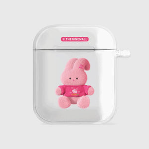 [THENINEMALL] Pink Knit Windy AirPods Clear Case