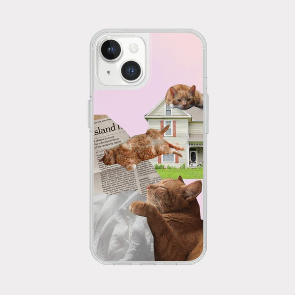 [Mademoment] Lazy Cat Design Glossy Mirror Phone Case