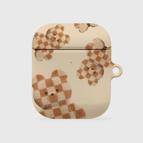 [THENINEMALL] Pattern Checkerboard Teddy AirPods Hard Case