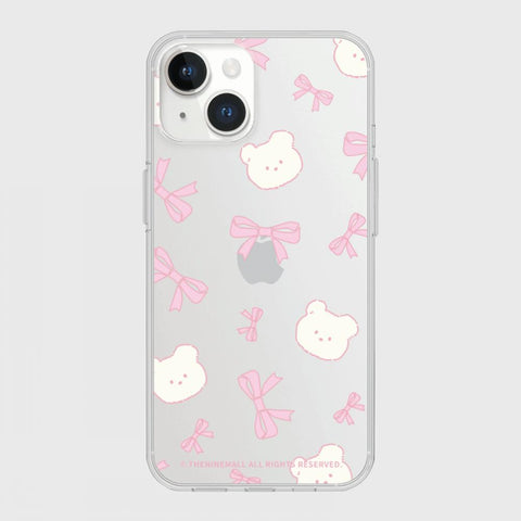 [THENINEMALL] Lovely Ribbon Pattern Clear Phone Case (3 types)