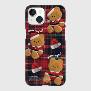 [THENINEMALL] Pattern Santa Hat Gummy Hard Phone Case (2 types)