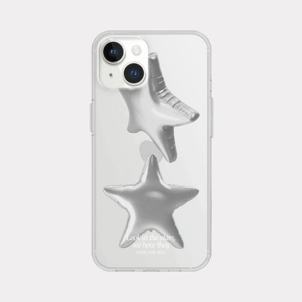 [Mademoment] Balloon Shinning Star Design Clear Phone Case (3 Types)