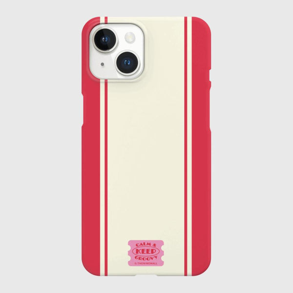 [THENINEMALL] Vintage Stripe Label Hard Phone Case (2 types)