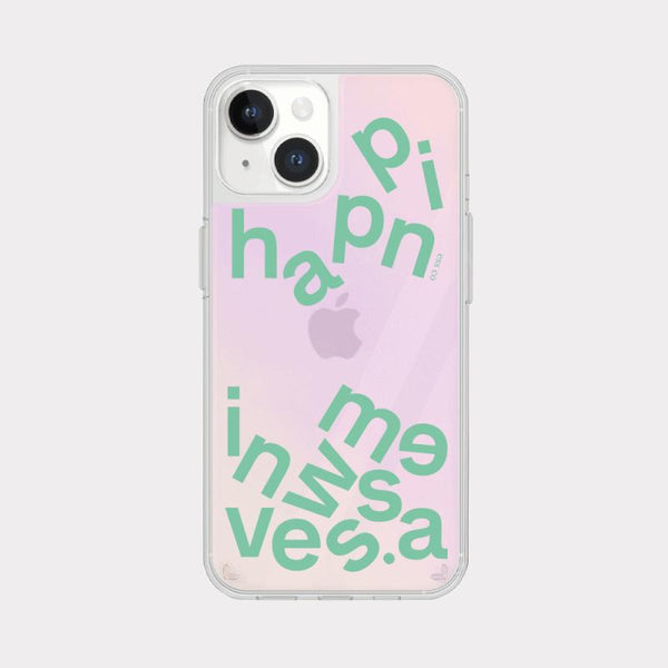 [Mademoment] Wave Of Happiness Lettering Design Glossy Mirror Phone Case