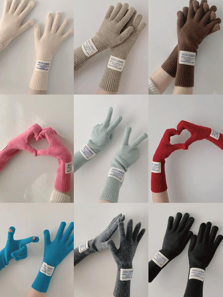 [SLOWAND] French Label Cash Finger Hole Gloves (9 Colours)
