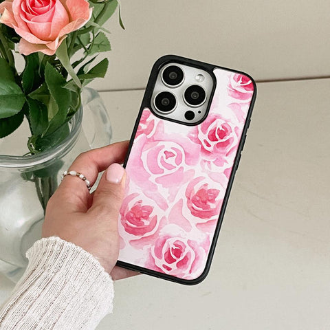 [Mademoment] Rose Watercolor Design Bumper Phone Case