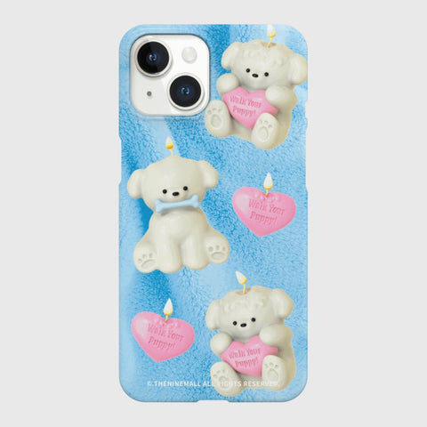 [THENINEMALL] Puppy Candle Pattern Hard Phone Case (2 types)