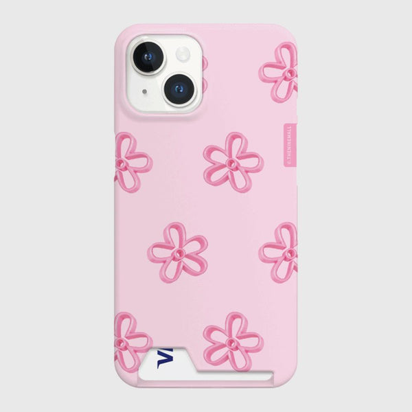 [THENINEMALL] Pink Line Flower Pattern Hard Phone Case (2 types)