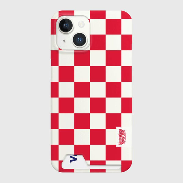 [THENINEMALL] Basic Checkerboard Label Hard Phone Case (2 types)