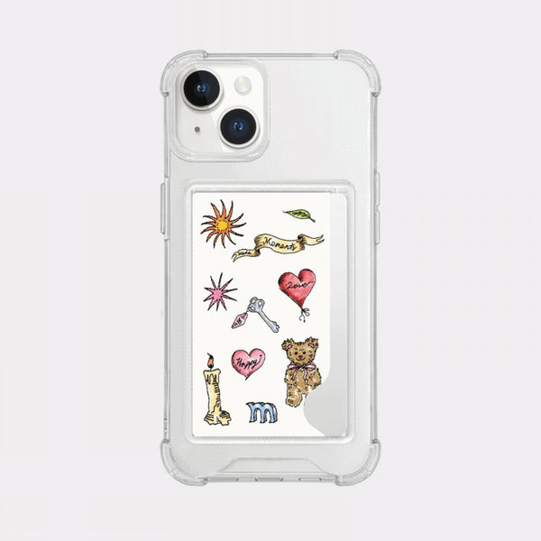 [Mademoment] Vintage Drawing Pattern Design Clear Phone Case (4 Types)