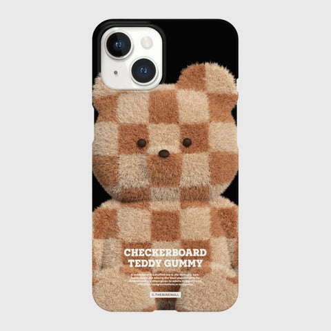 [THENINEMALL] Big Checkerboard Teddy Hard Phone Case (2 types)