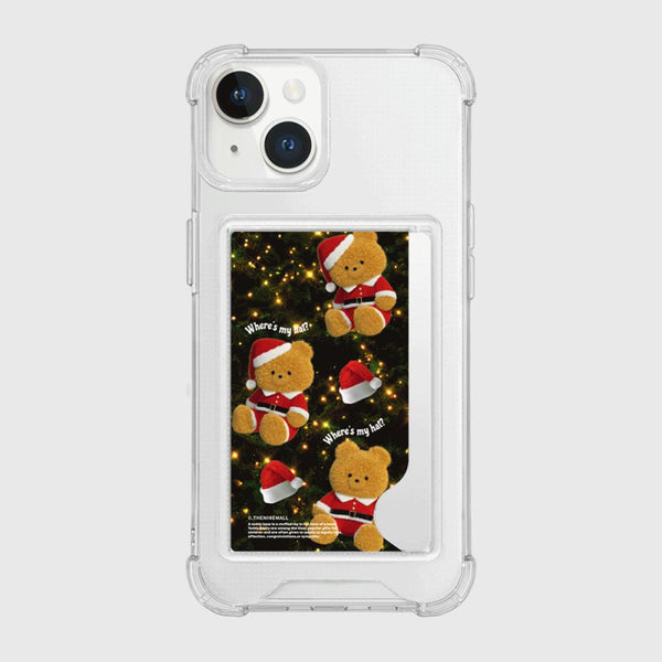 [THENINEMALL] Pattern Santa Hat Gummy Clear Phone Case (4 types)