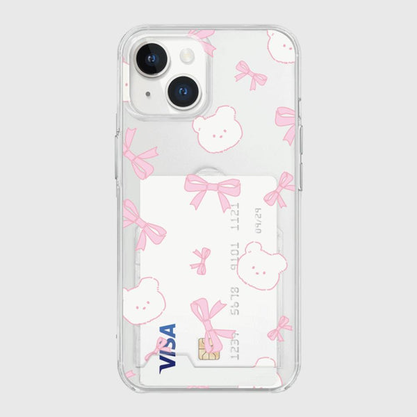 [THENINEMALL] Lovely Ribbon Pattern Clear Phone Case (3 types)