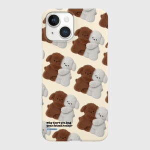 [THENINEMALL] Pattern Hug Puppy Hard Phone Case (2 types)