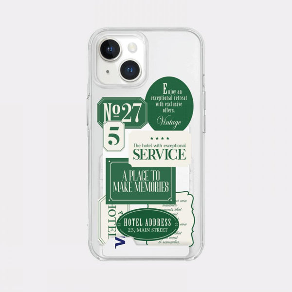 [Mademoment] Hotel Label Sticker Design Clear Phone Case (4 Types)
