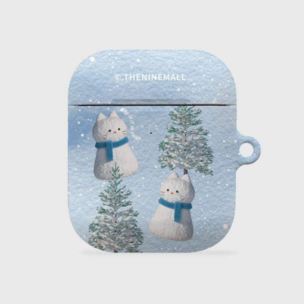 [THENINEMALL] Pattern Hey Cat Snowman AirPods Hard Case