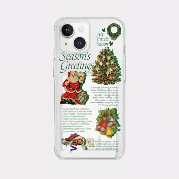 [Mademoment] Vintage Seasons Greetings Design Clear Phone Case (3 Types)