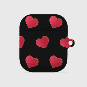 [THENINEMALL] Red Heart Pattern AirPods Hard Case