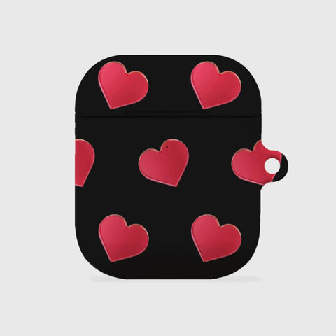 [THENINEMALL] Red Heart Pattern AirPods Hard Case