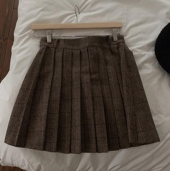 [SLOWAND] # SLOWMADE Herringbone Check Skirt (2 Colours)