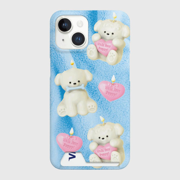 [THENINEMALL] Puppy Candle Pattern Hard Phone Case (2 types)