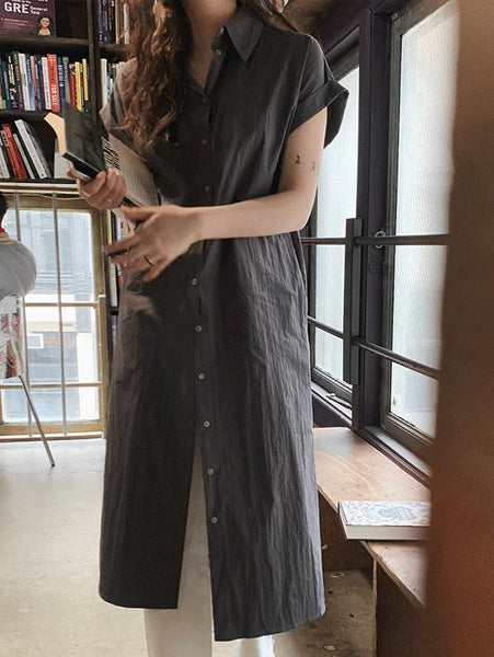 [SLOWAND] # SLOWMADE City Clean Fit Robe Shirt Dress (2 Colors)