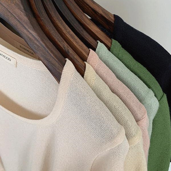 [SLOWAND] #SLOWMADE Slim Fit Square Rounding Summer Knitwear (6 Colours)