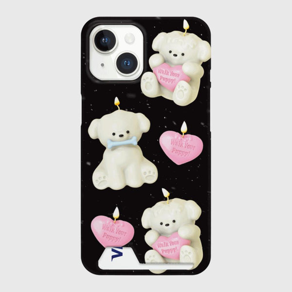 [THENINEMALL] Puppy Candle Pattern Hard Phone Case (2 types)