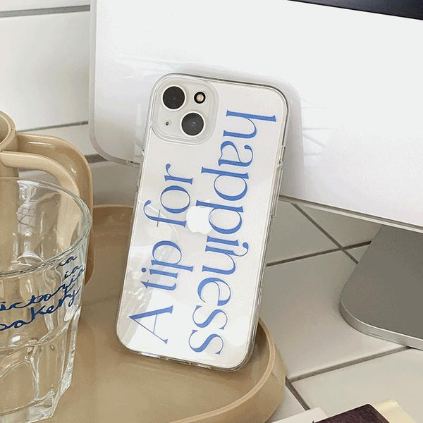 [Mademoment] Happiness Lettering Design Clear Phone Case (3 Types)