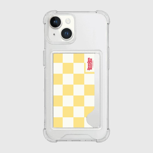 [THENINEMALL] Basic Checkerboard Label Clear Phone Case (1 type)