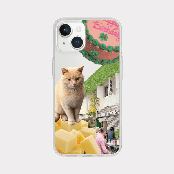 [Mademoment] Lazy Cat Design Clear Phone Case (3 Types)