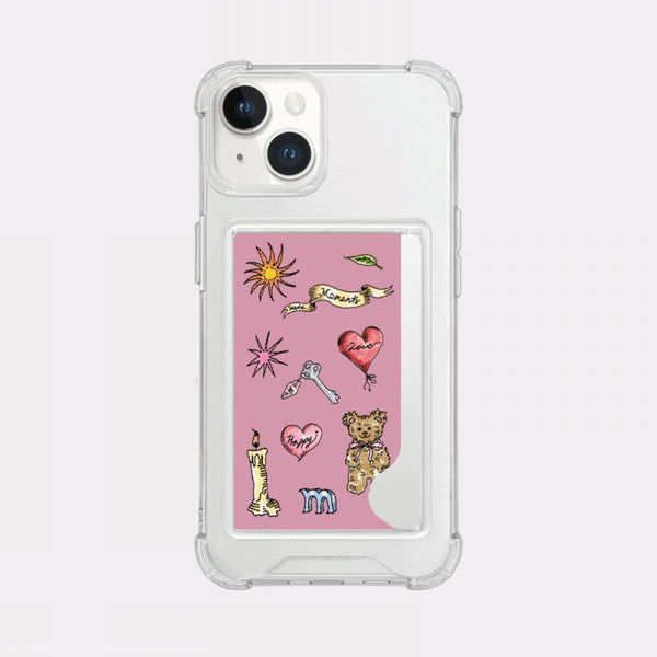 [Mademoment] Vintage Drawing Pattern Design Clear Phone Case (4 Types)