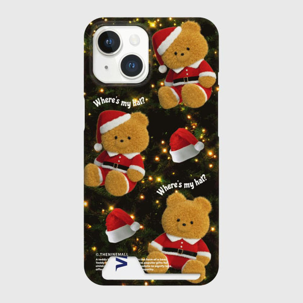 [THENINEMALL] Pattern Santa Hat Gummy Hard Phone Case (2 types)