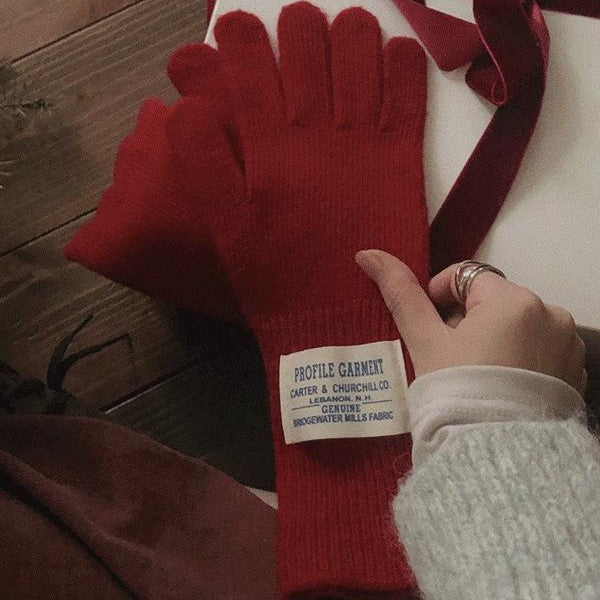 [SLOWAND] French Label Cash Finger Hole Gloves (9 Colours)