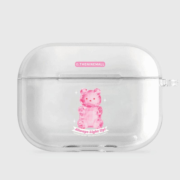 [THENINEMALL] Pink Light Gummy AirPods Clear Case