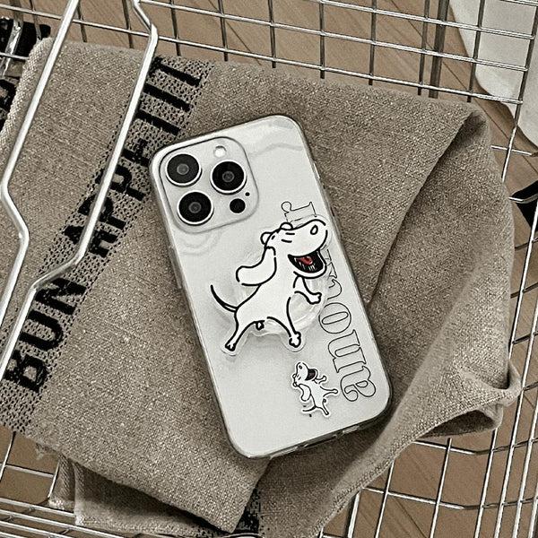 [Mademoment] Another Dog Line Design Clear Phone Case (3 Types)