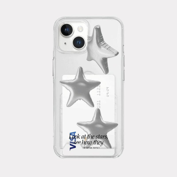 [Mademoment] Balloon Shinning Star Design Clear Phone Case (3 Types)