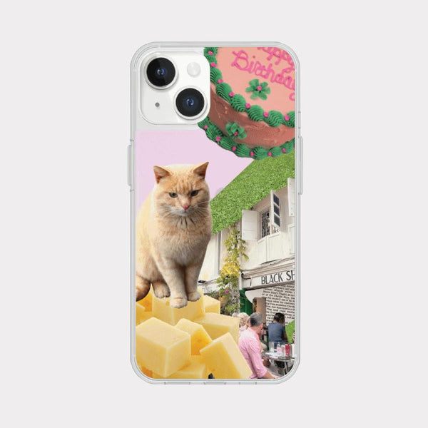 [Mademoment] Lazy Cat Design Glossy Mirror Phone Case