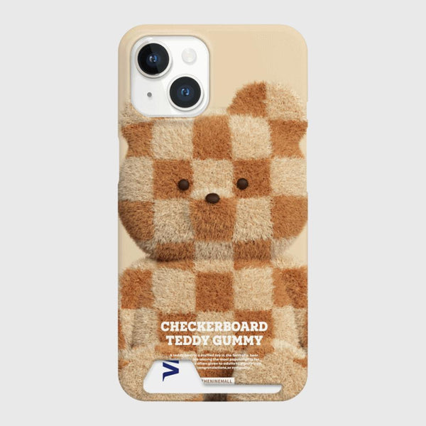 [THENINEMALL] Big Checkerboard Teddy Hard Phone Case (2 types)