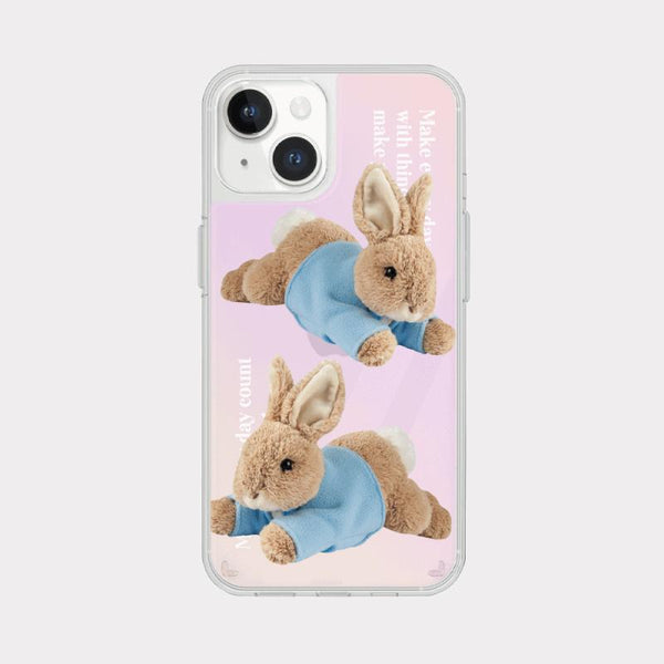 [Mademoment] Make Happy Bunny Design Glossy Mirror Phone Case