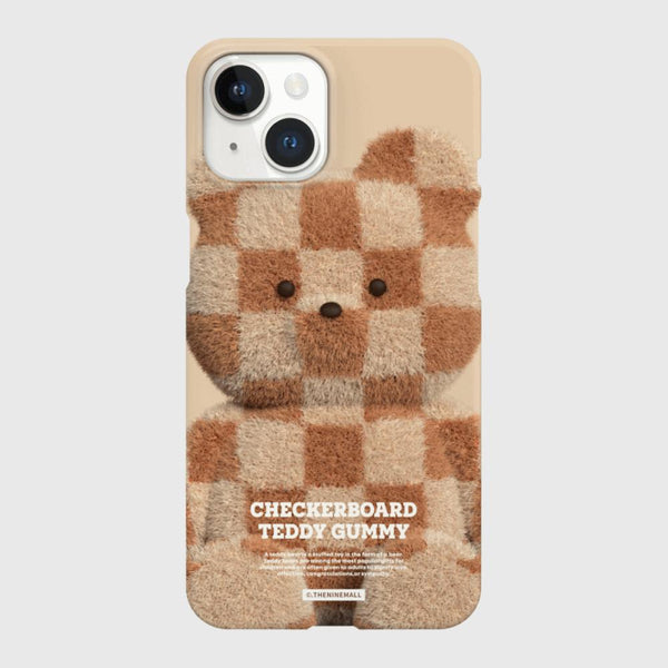 [THENINEMALL] Big Checkerboard Teddy Hard Phone Case (2 types)