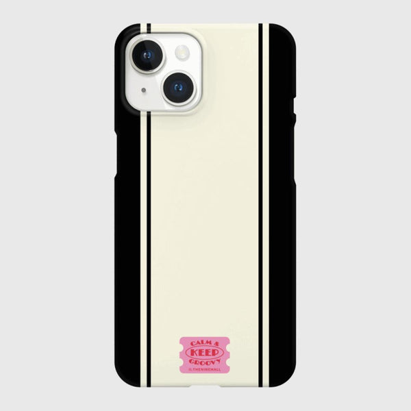 [THENINEMALL] Vintage Stripe Label Hard Phone Case (2 types)