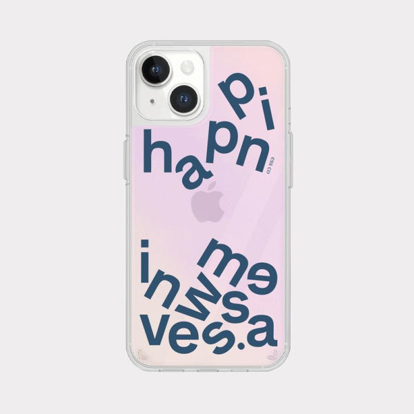 [Mademoment] Wave Of Happiness Lettering Design Glossy Mirror Phone Case