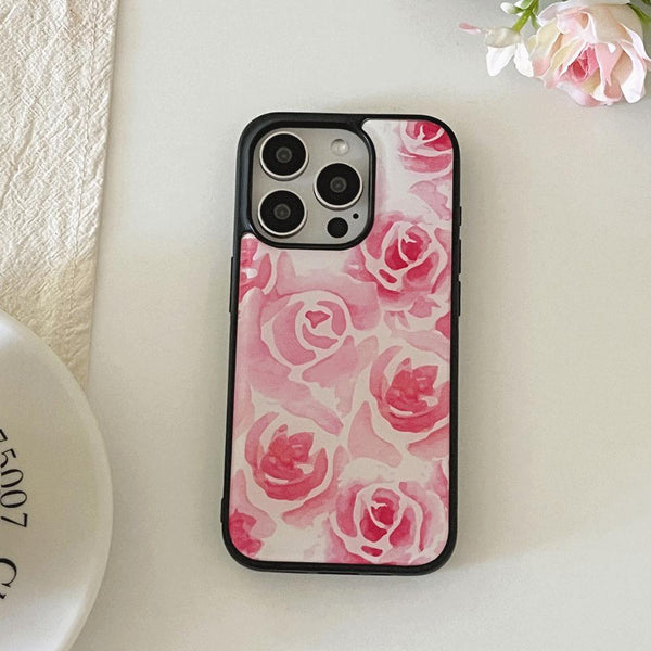 [Mademoment] Rose Watercolor Design Bumper Phone Case