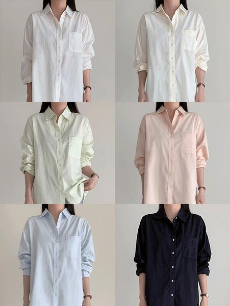 [SLOWAND] Watery Pure Cotton Wash Shirt (6 Colors)