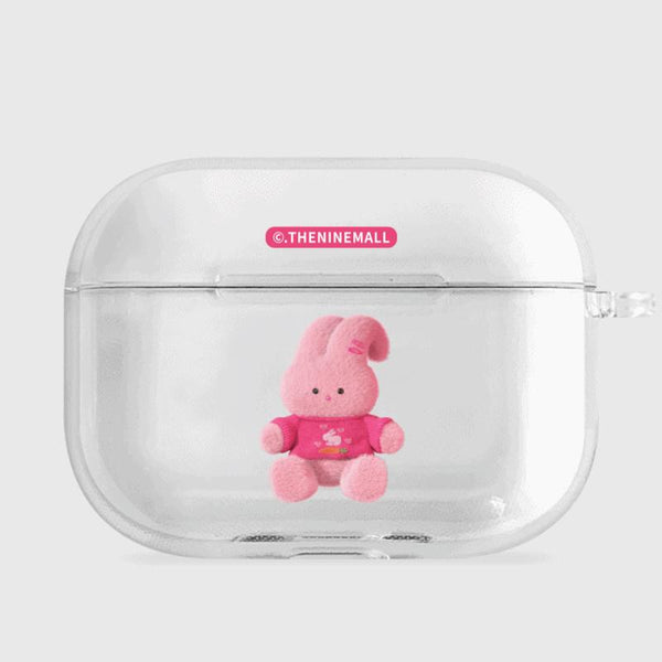 [THENINEMALL] Pink Knit Windy AirPods Clear Case